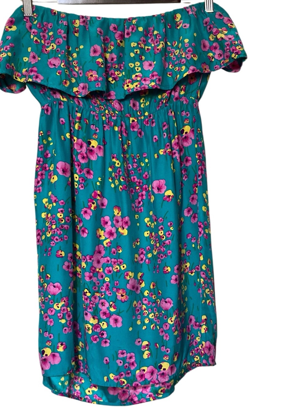 Aqua 100% Silk Floral Sleeveless Dress